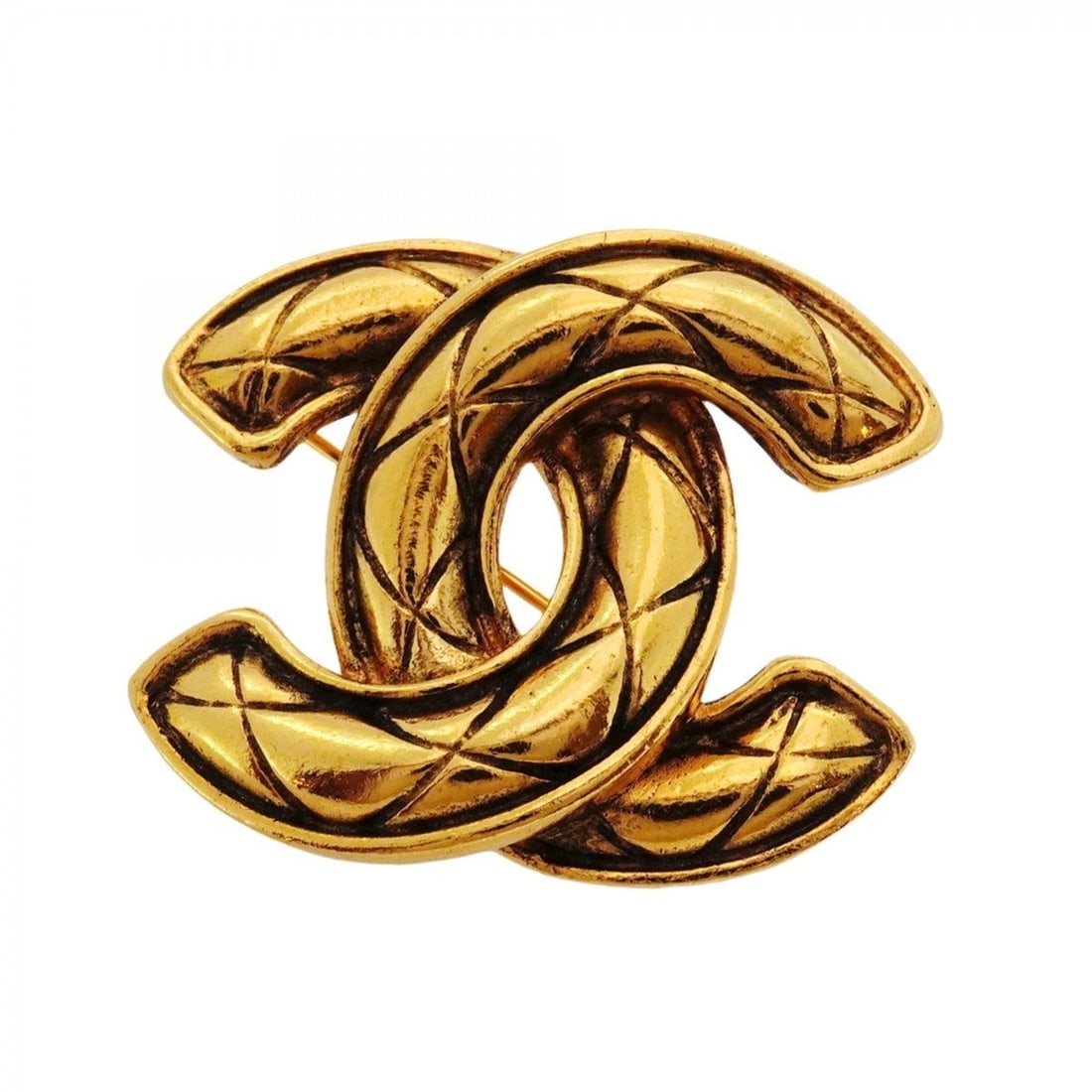 Chanel Coco Mark Matelasse Brooch, GP Plated Gold, Women's: --- Catalog ---Category: SizeSize (HxWxD): 3.29cm x 3.95cm / 1.29'' x 1.55''Category: DesignType: BroochColor: GoldGender: WomenCategory: GeneralBrand: Chanel--- Item List ---Section: ConditionRanking