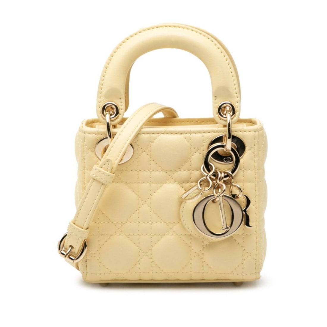 Christian Dior Dior Cannage Lady Micro Handbag/Shoulder Bag, 2-Way, Yellow Leather, Women's,: --- Catalog ---Category: SizeSize (HxWxD): 11cm x 12cm x 5cm / 4.33'' x 4.72'' x 1.96''Category: DesignType: Handbag, Shoulder bagColor: YellowGender: WomenMaterial: Leather Category: GeneralBrand: Ch