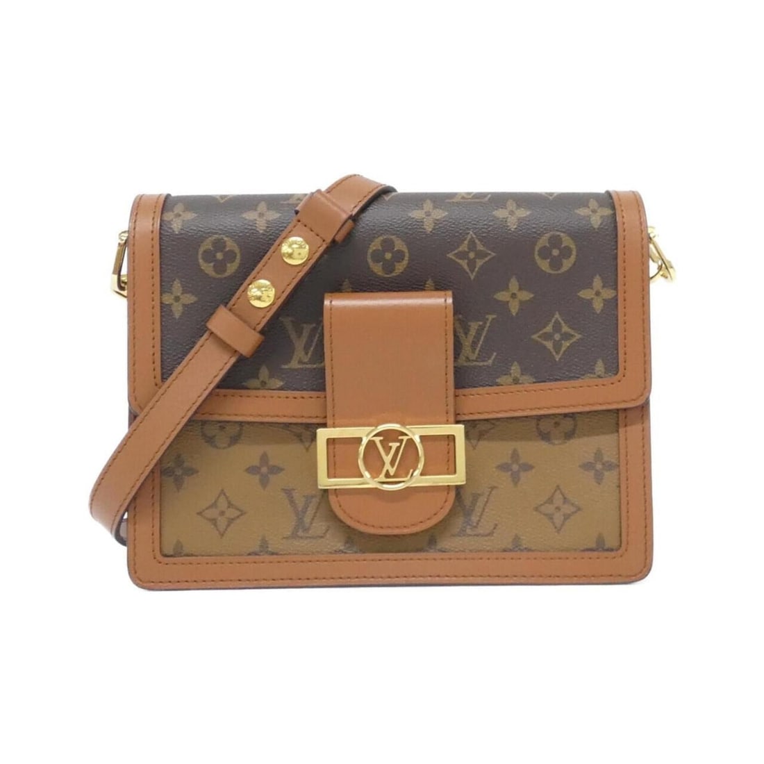 Louis Vuitton Monogram Reverse Dauphine MM M45958 Shoulder Bag: --- Catalog ---Category: SizeSize (HxWxD): 18cm x 25cm x 10cm / 7.08'' x 9.84'' x 3.93''Category: DesignType: Shoulder bagColor: MarronGender: WomenMaterial: Coated canvas Hardware Color: GoldCategory