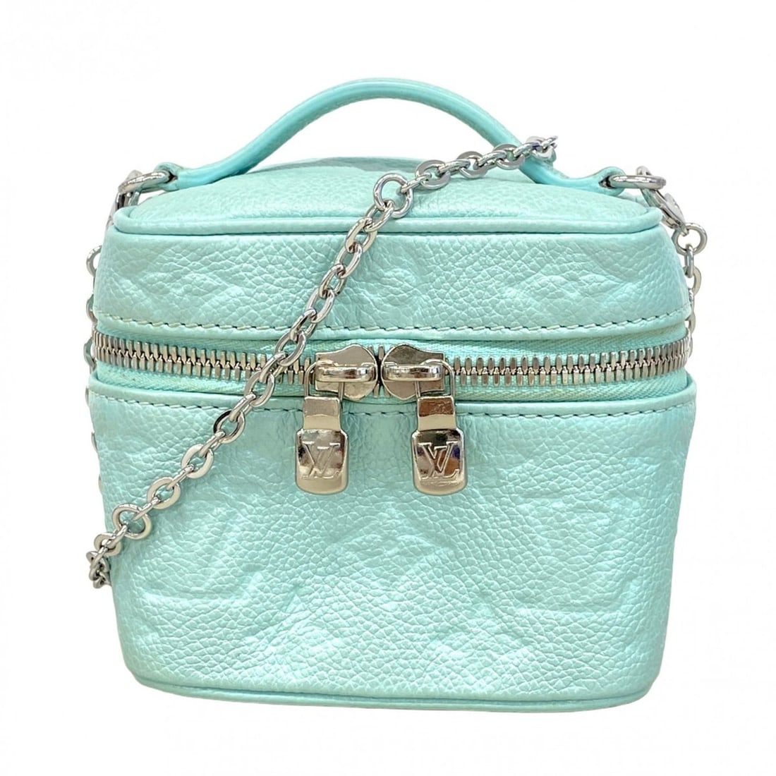 Louis Vuitton Monogram Empreinte Micro Vanity Bag M82193 Lagoon Women's: --- Catalog ---Category: SizeSize (HxWxD): 10cm x 11.5cm x 8cm / 3.93'' x 4.52'' x 3.14''Category: DesignType: Vanity bagGender: WomenCategory: GeneralMPN: M82193Brand: Louis Vuitton--- Item List ---S