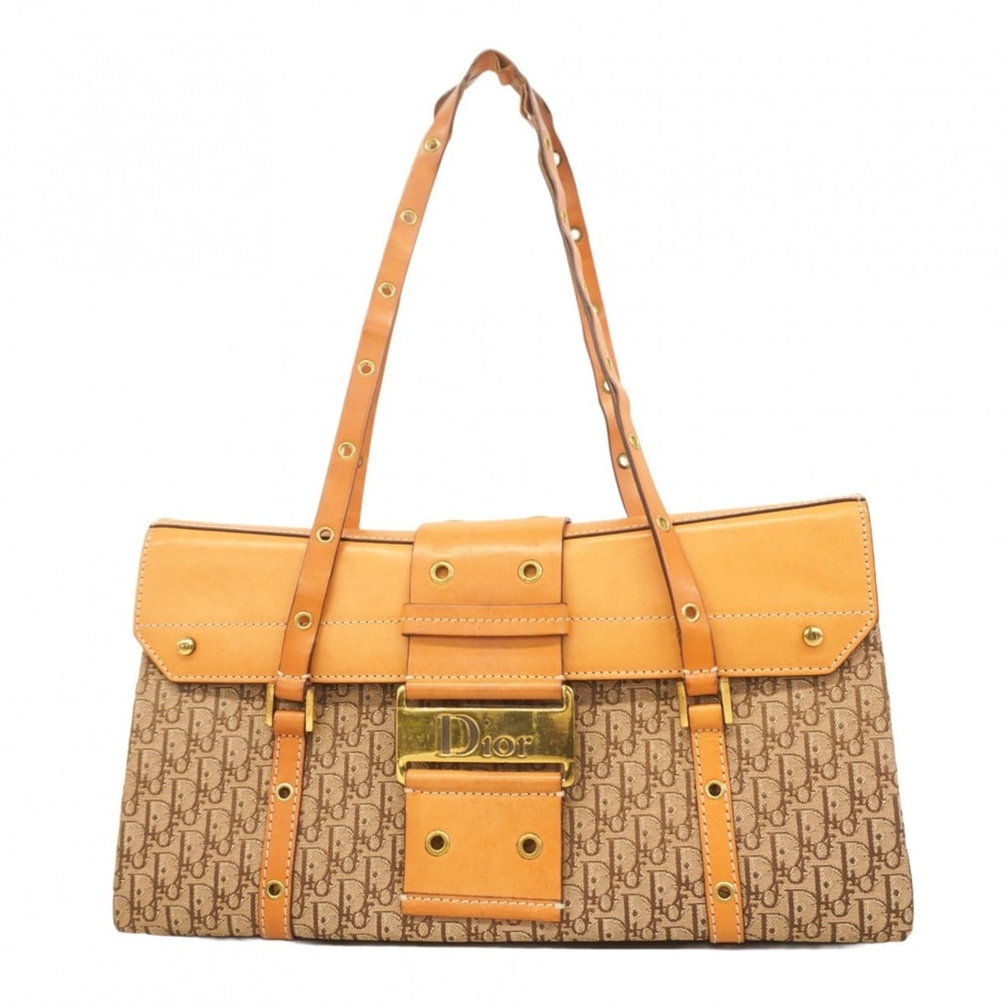 Christian Dior Trotter Street Canvas and Leather Handbag, Brown, Women's: --- Catalog ---Category: SizeSize (HxWxD): 16cm x 30cm x 7cm / 6.29'' x 11.81'' x 2.75''Category: DesignType: HandbagColor: BrownGender: WomenMaterial: Canvas , Leather Hardware Color: GoldCategory: G