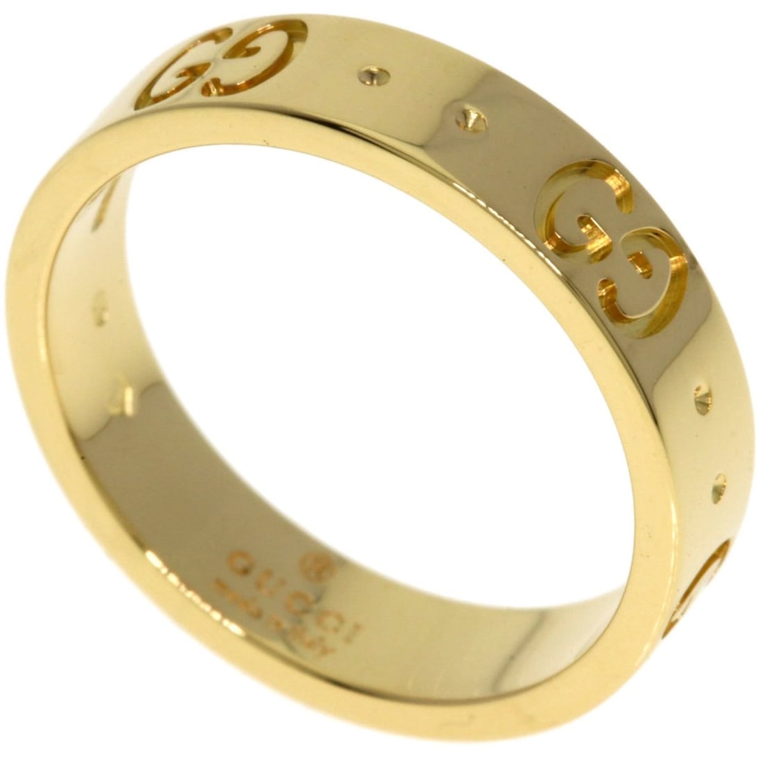 Gucci Icon Ring #8 18K Yellow Gold Women's GUCCI: --- Catalog ---Category: SizeWidth: 4mm / 0.16''Weight: 3.7g / 0.13oz.JP Size: 8US Size: 4.5Category: DesignType: Band ringColor: YellowMetal: GoldGender: WomenMetal Purity: 18KCategory: GeneralBrand: