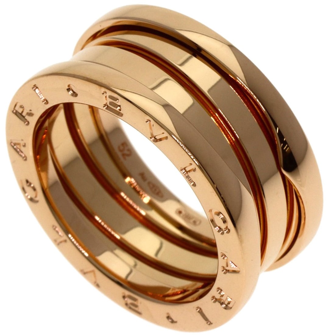 BVLGARI B-zero1 3-Band #52 Ring in 18K Pink Gold for Women: --- Catalog ---Category: SizeWidth: 9.3mm / 0.37''Weight: 9.5g / 0.33oz.JP Size: 12US Size: 6.5Category: DesignType: Band ringColor: PinkMetal: GoldGender: WomenMetal Purity: 18KCategory: GeneralLine: