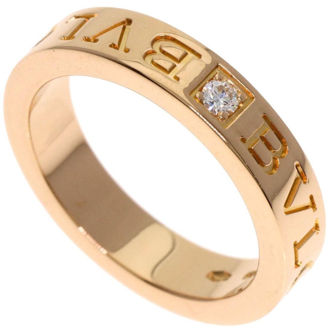 BVLGARI Double Logo 1P Diamond Ring in 18K Pink Gold for Women: --- Catalog ---Category: SizeWidth: 4mm / 0.16''Weight: 6.4g / 0.22oz.JP Size: 9.5US Size: 5Category: DesignType: Band ringColor: PinkMetal: GoldStone: DiamondGender: WomenMetal Purity: 18KCategory: G