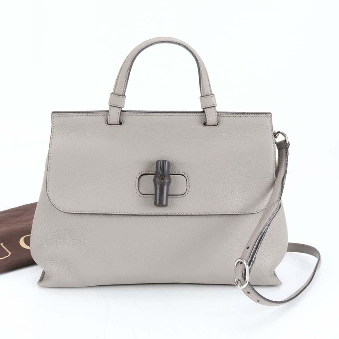 Gucci Bamboo Daily 392013 Leather Shoulder Bag, Crossbody, Hand Tote, Women's: --- Catalog ---Category: SizeSize (HxWxD): 25cm x 33cm x 12cm / 9.84'' x 12.99'' x 4.72''Category: DesignType: Shoulder bagColor: GrayGender: WomenMaterial: Leather Category: GeneralMPN: 392013Brand: