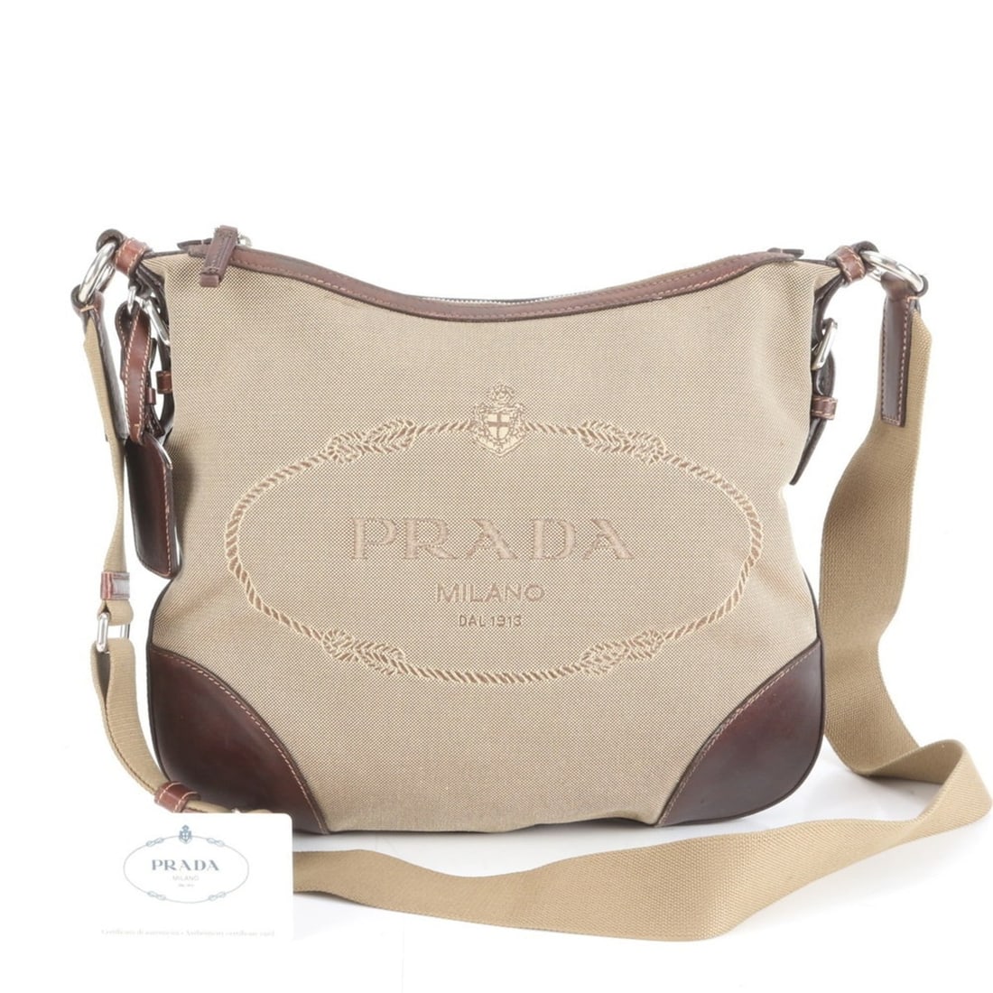 Prada Logo Jacquard BT0533 Leather Messenger Shoulder Bag for Men: --- Catalog ---Category: SizeSize (HxWxD): 28cm x 32cm x 2cm / 11.02'' x 12.59'' x 0.78''Category: DesignType: Shoulder bagColor: BrownGender: MenMaterial: Leather , Canvas Category: GeneralMPN: BT053