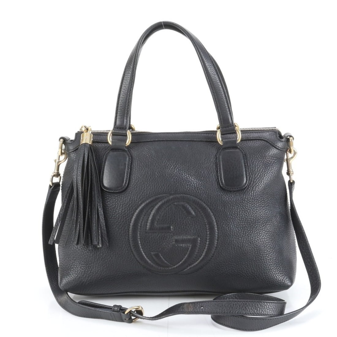 Gucci Soho 308362 Leather Shoulder Bag/Crossbody/Hand Tote in Black for Women: --- Catalog ---Category: SizeSize (HxWxD): 25cm x 33cm x 13cm / 9.84'' x 12.99'' x 5.11''Category: DesignType: Shoulder bagColor: BlackGender: WomenMaterial: Leather Category: GeneralMPN: 308362Brand: