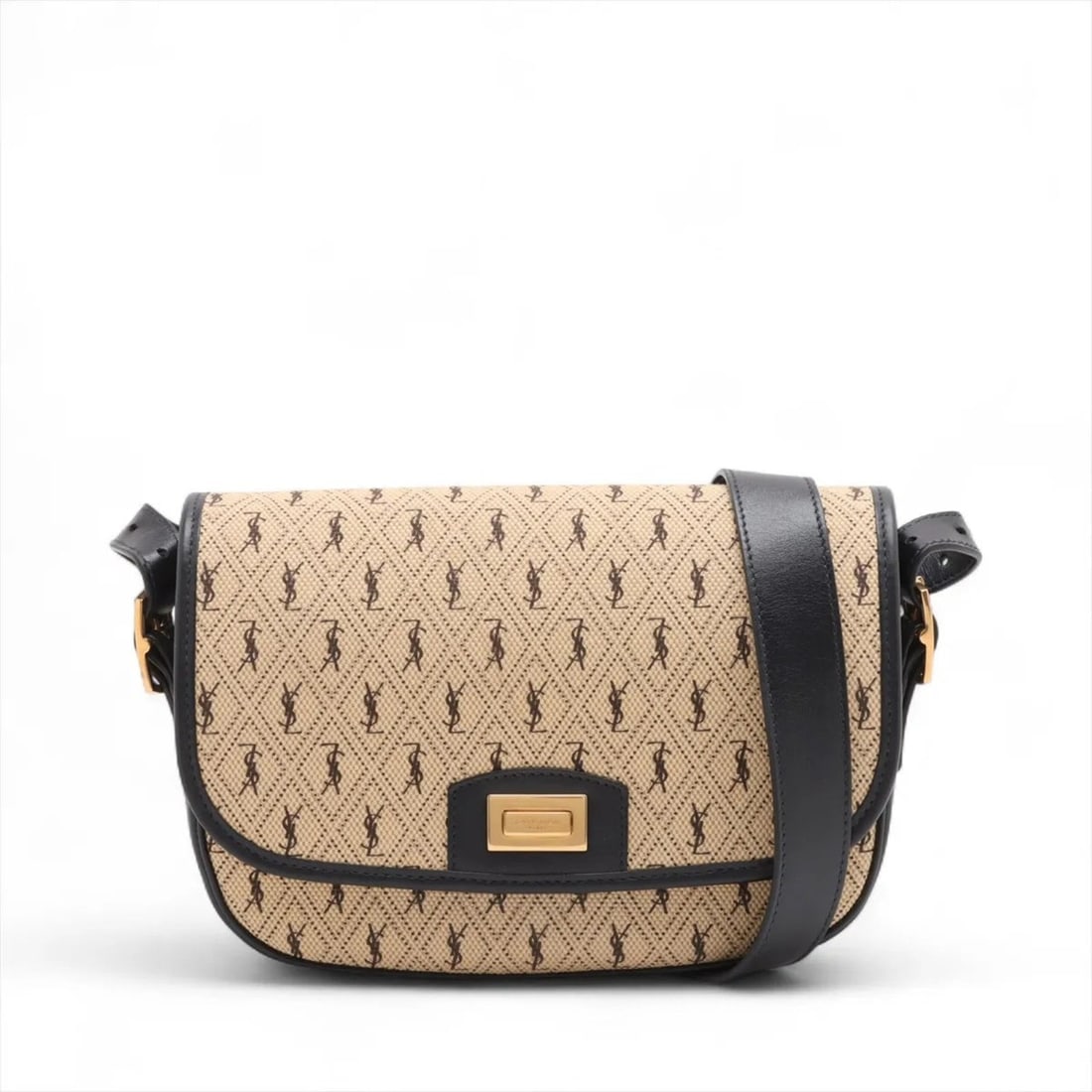 Yves Saint Laurent Satchel Monogram Allover Leather Shoulder Bag for Women: --- Catalog ---Category: SizeSize (HxWxD): 16cm x 24cm x 7cm / 6.29'' x 9.44'' x 2.75''Category: DesignType: Shoulder bagColor: Beige, BlackGender: WomenMaterial: Leather , Canvas Category: GeneralBra