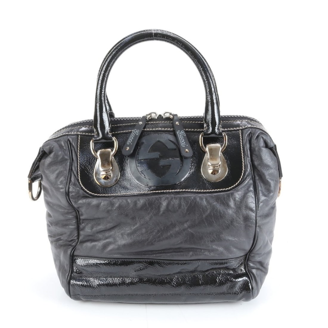 Gucci Interlocking G 181527 Leather Tote Bag Shoulder Handbag Black Women's: --- Catalog ---Category: SizeSize (HxWxD): 22cm x 25cm x 14cm / 8.66'' x 9.84'' x 5.51''Category: DesignType: Shoulder bag, Tote bagColor: BlackGender: WomenMaterial: Leather Category: GeneralMPN: 181