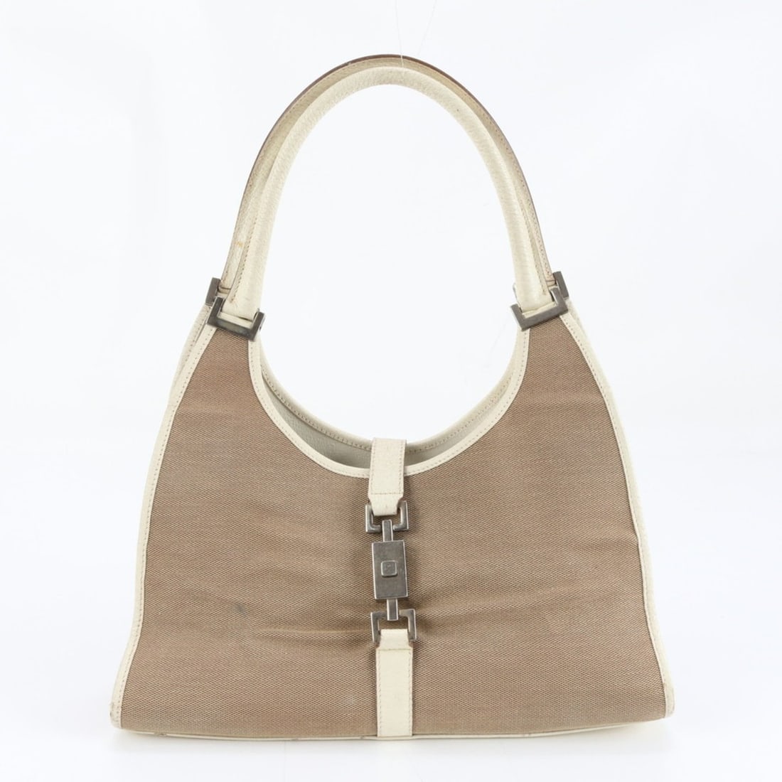 Gucci Jackie 002 1067 Leather Shoulder Bag Tote Handbag Brand Women's: --- Catalog ---Category: SizeSize (HxWxD): 24cm x 31cm x 10cm / 9.44'' x 12.2'' x 3.93''Category: DesignType: Shoulder bagColor: BeigeGender: WomenMaterial: Leather , Canvas Category: GeneralBrand: Gu