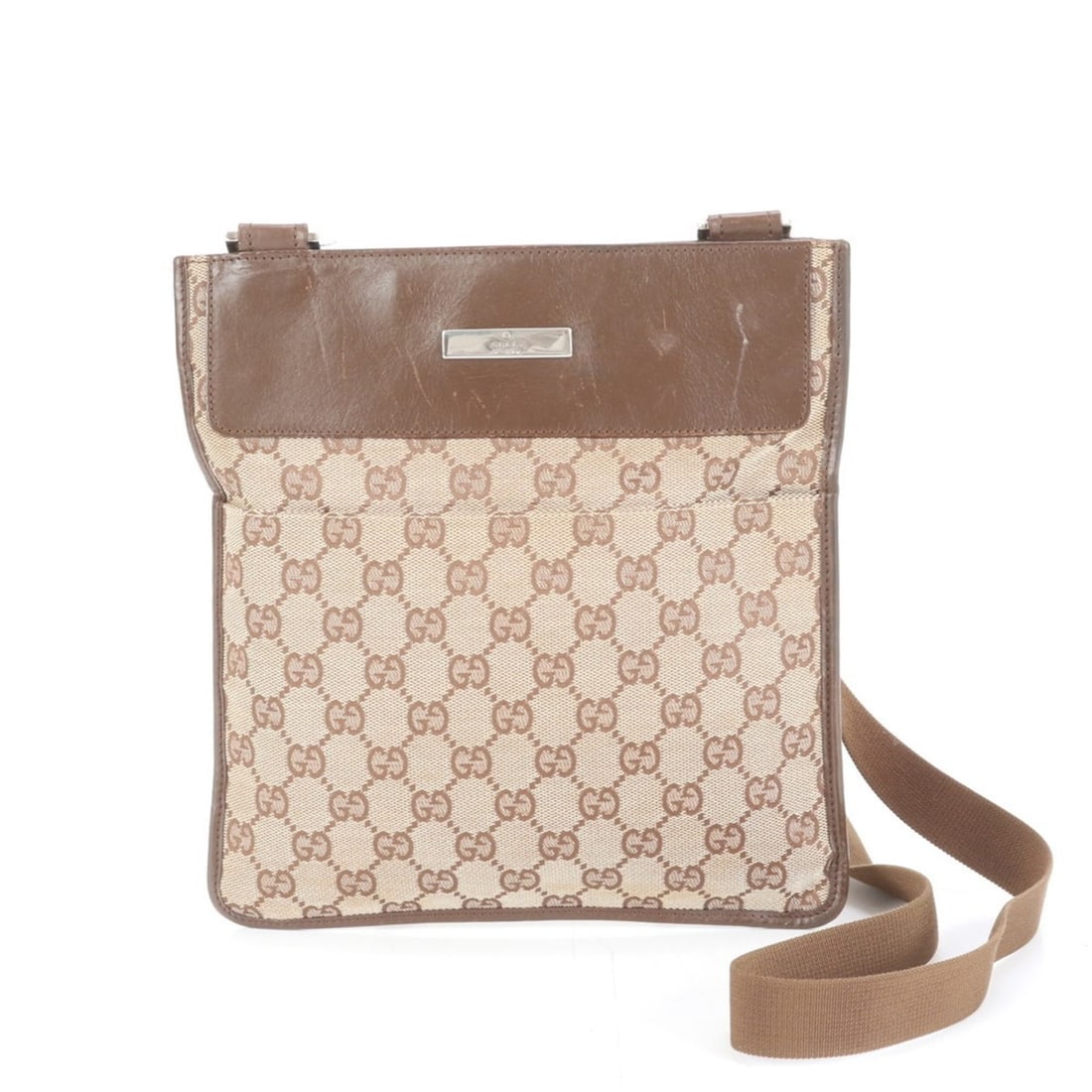 Gucci GG Canvas 27639 Leather Shoulder Messenger Bag Brown Men's: --- Catalog ---Category: SizeSize (HxWxD): 25cm x 23cm x 1cm / 9.84'' x 9.05'' x 0.39''Category: DesignType: Shoulder bagColor: BrownGender: MenMaterial: Leather , Canvas Category: GeneralMPN: 27639Br