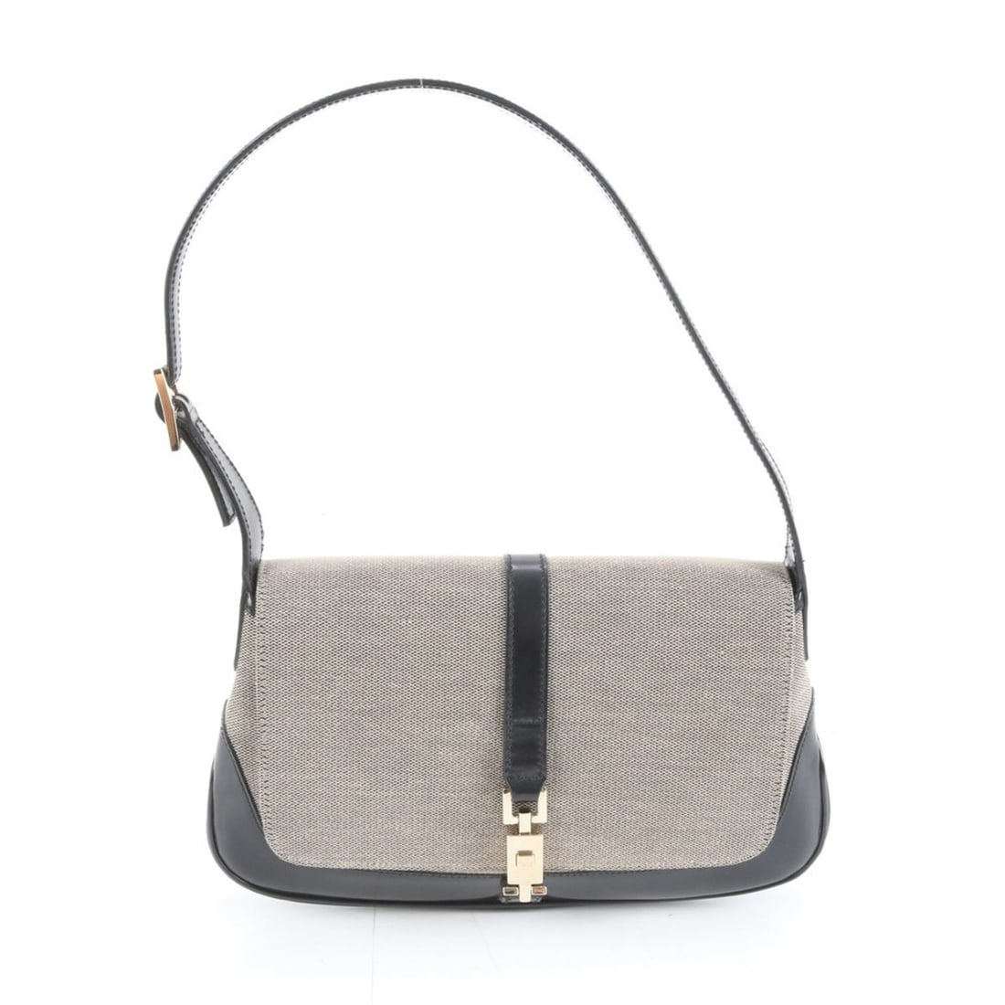 Gucci Jackie 001 3824 Leather Shoulder Bag/One-Shoulder Tote with Gold Hardware for Women: --- Catalog ---Category: SizeSize (HxWxD): 18cm x 26cm x 3cm / 7.08'' x 10.23'' x 1.18''Strap Length: 55cm / 21.65''Category: DesignType: Shoulder bagColor: Beige, BlackGender: WomenMaterial: Leather