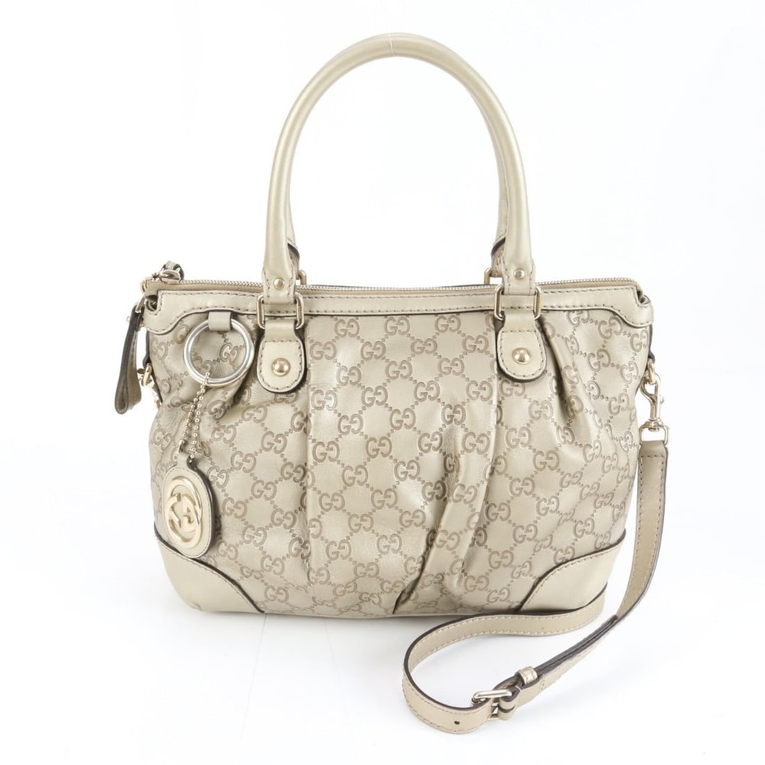 Gucci Guccissima Sukey 247902 Leather Tote Bag Shoulder Handbag Women's: --- Catalog ---Category: SizeSize (HxWxD): 25cm x 33cm x 14cm / 9.84'' x 12.99'' x 5.51''Strap Length: 100cm / 39.36''Handle Length: 40cm / 15.74''Category: DesignType: Tote bagColor: GoldGender: Wome