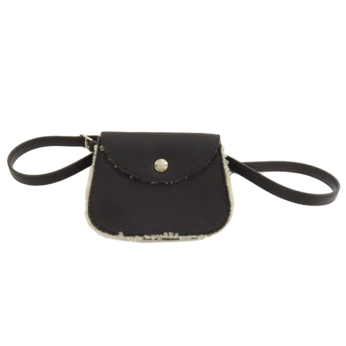 Hermes Hermès Neige hip/waist bag with silver hardware in Taurillon/Mouton for women.: --- Catalog ---Category: SizeSize (HxWxD): 10cm x 14.5cm x 2.5cm / 3.93'' x 5.7'' x 0.98''Category: DesignType: Fanny packColor: BlackGender: WomenMaterial: Leather Leather/Fur Type: MoutonCategory: G