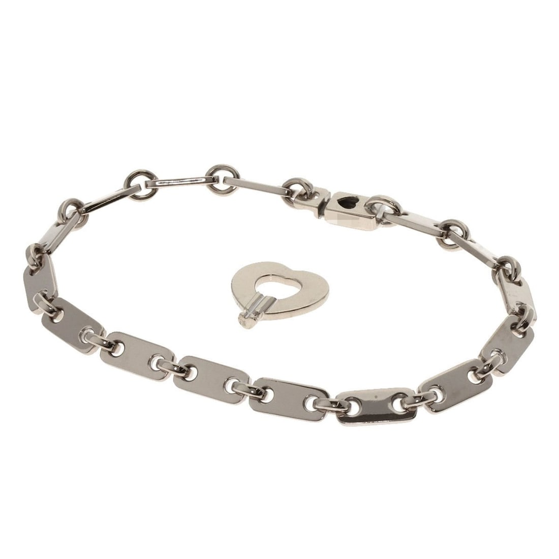 Cartier Fidelity Heart Key Bracelet in 18K White Gold for Women: --- Catalog ---Category: SizeLength: 17.5cm / 6.88''Category: DesignType: Charm braceletGender: WomenMaterial: White gold (18K)Category: GeneralBrand: Cartier--- Item List ---Section: ConditionRanking