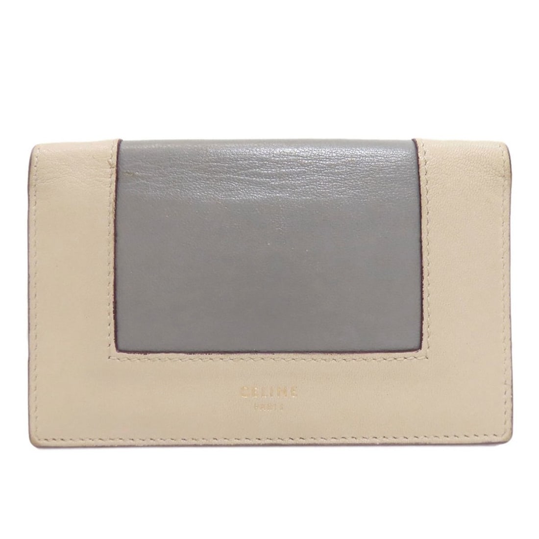 Celine Two-tone Leather Bifold Wallet for Women: --- Catalog ---Category: SizeSize (HxWxD): 8cm x 13cm x 1cm / 3.14'' x 5.11'' x 0.39''Category: DesignType: Wallet (bi-fold)Color: Beige, GrayGender: WomenMaterial: Leather Category: GeneralBrand: Cel