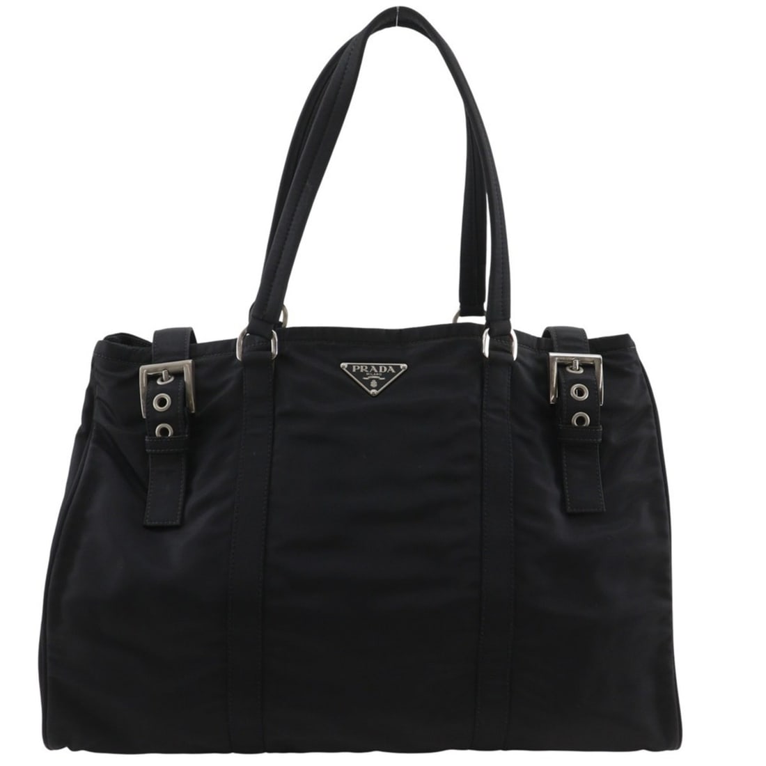 PRADA Tote Bag Nylon Black A4 Belt Clasp Women's: --- Catalog ---Category: SizeSize (HxWxD): 29cm x 40cm x 14cm / 11.41'' x 15.74'' x 5.51''Category: DesignType: Tote bagColor: BlackGender: WomenMaterial: Nylon Category: GeneralBrand: Prada--- Item L