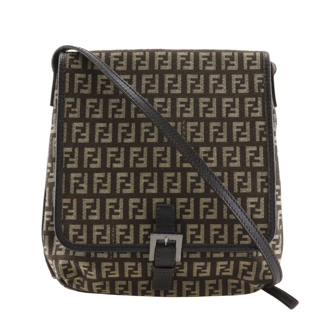 FENDI Zucchino Shoulder Bag Nylon Canvas Brown Magnetic Type Women's: --- Catalog ---Category: SizeSize (HxWxD): 23cm x 22cm x 3.5cm / 9.05'' x 8.66'' x 1.37''Category: DesignType: Shoulder bagColor: BrownGender: WomenMaterial: Zucchino Category: GeneralBrand: Fendi---
