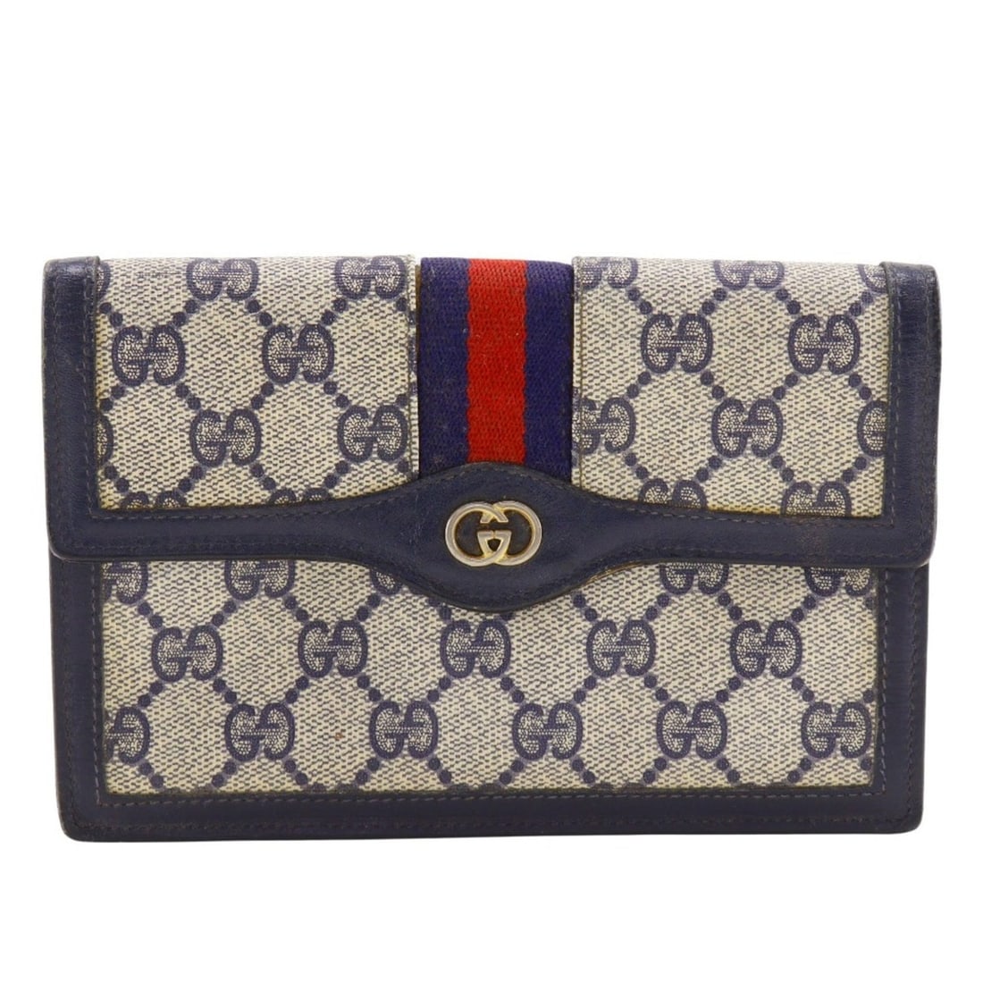 Gucci Old Pouch Sherry Line Novelty GG Supreme Canvas Navy Snap Button Unisex: --- Catalog ---Category: SizeSize (HxWxD): 12cm x 18cm x 2cm / 4.72'' x 7.08'' x 0.78''Category: DesignType: PouchColor: NavyGender: Men,WomenMaterial: GG Supreme Category: GeneralBrand: Gucci--- Item