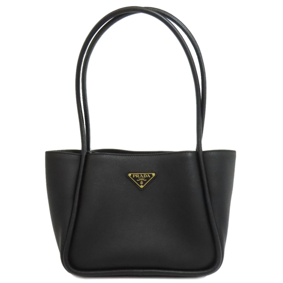 Prada Logo Metal Tote Bag Calfskin Women's PRADA: --- Catalog ---Category: SizeSize (HxWxD): 18cm x 31cm x 13cm / 7.08'' x 12.2'' x 5.11''Handle Length: 53cm / 20.86''Category: DesignType: Tote bagColor: BlackGender: WomenClosure: MagnetMaterial: Lea