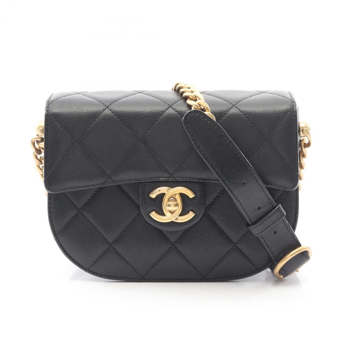 CHANEL Matelasse Shoulder Bag in Grained Calfskin Leather, Women's, Black: --- Catalog ---Category: SizeSize (HxWxD): 14cm x 18.5cm / 5.51'' x 7.28''Category: DesignType: Shoulder bagColor: BlackGender: WomenMaterial: Leather Category: GeneralBrand: Chanel--- Item List ---Se