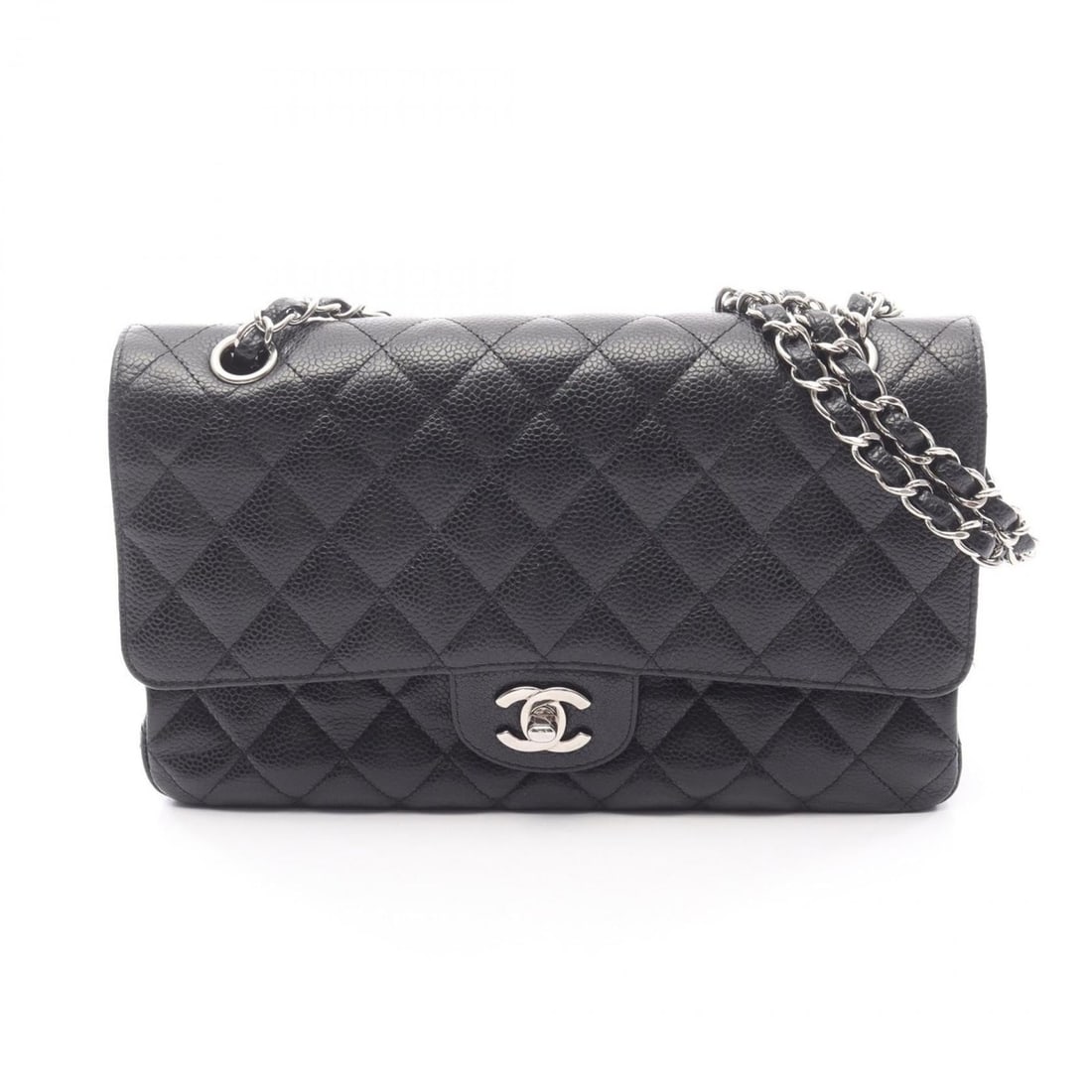 CHANEL Matelasse Double Flap Shoulder Bag in Grained Calfskin Leather, Black: --- Catalog ---Category: SizeSize (HxWxD): 16cm x 25cm x 6.5cm / 6.29'' x 9.84'' x 2.55''Category: DesignType: Shoulder bagColor: BlackGender: WomenMaterial: Leather Category: GeneralBrand: Chanel---