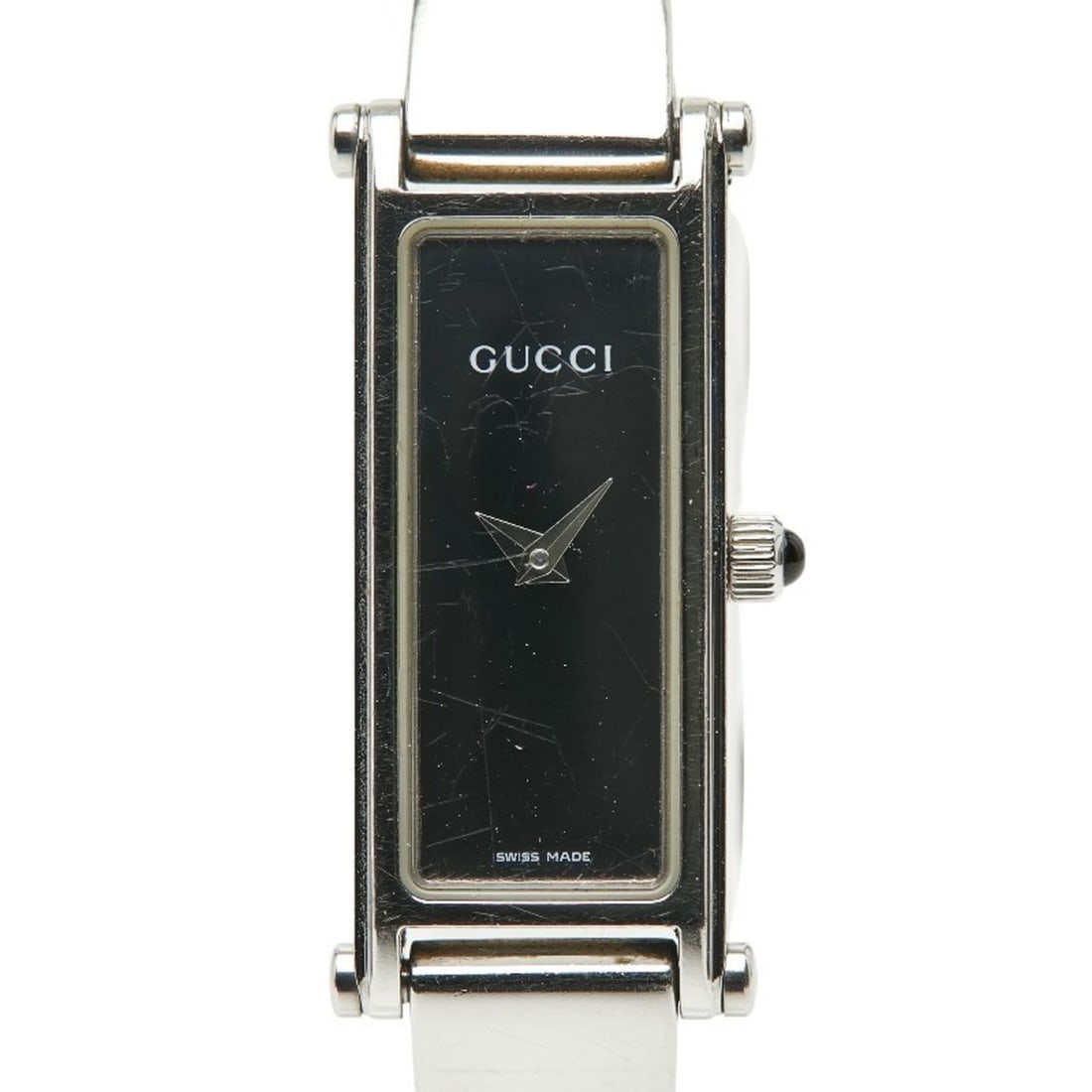Gucci 1500L Quartz Watch with Black Dial and Stainless Steel, Women's: --- Catalog ---Category: SizeWrist Size: 16cm / 6.29''Case Diameter: 12.1mm / 0.48''Category: DesignType: WristwatchGender: WomenColor (Dial): BlackMaterial (Band): Stainless steelMaterial (Case): Sta
