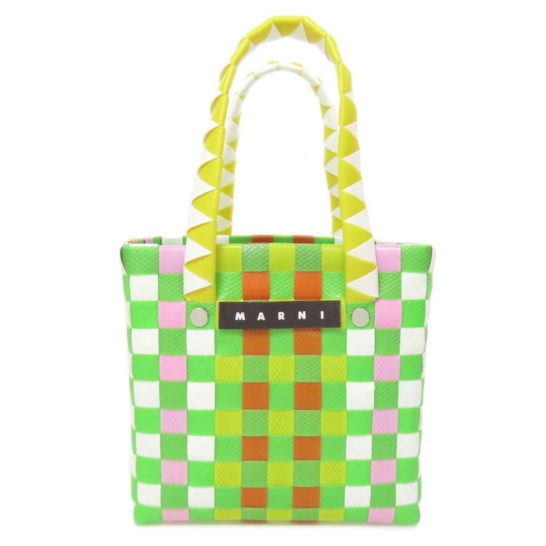 MARNI Basket Bag Handbag Polypropylene Women's: --- Catalog ---Category: SizeSize (HxWxD): 14cm x 14cm x 9cm / 5.51'' x 5.51'' x 3.54''Category: DesignType: HandbagColor: Light green, White, YellowGender: WomenMaterial: Polypropylene Category: Gene