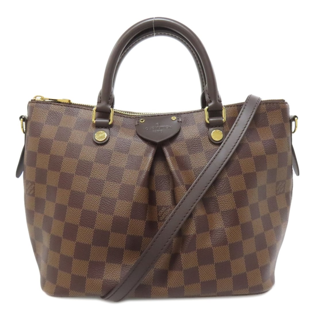 Louis Vuitton N41545 Siena PM Tote Bag in Damier Canvas for Women: --- Catalog ---Category: SizeSize (HxWxD): 20cm x 29cm x 12cm / 7.87'' x 11.41'' x 4.72''Category: DesignType: Tote bagColor: Damier Canvas, EbeneGender: WomenMaterial: Damier Canvas Category: General