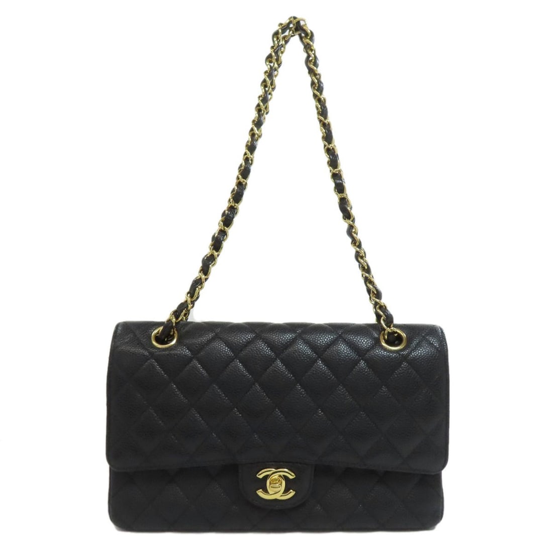 CHANEL Chain Shoulder Bag, Matelasse, Gold Hardware, Grained Calfskin, Women's,: --- Catalog ---Category: SizeSize (HxWxD): 16.5cm x 25cm x 6cm / 6.49'' x 9.84'' x 2.36''Category: DesignType: Shoulder bagColor: BlackGender: WomenMaterial: Leather Category: GeneralBrand: Chanel---
