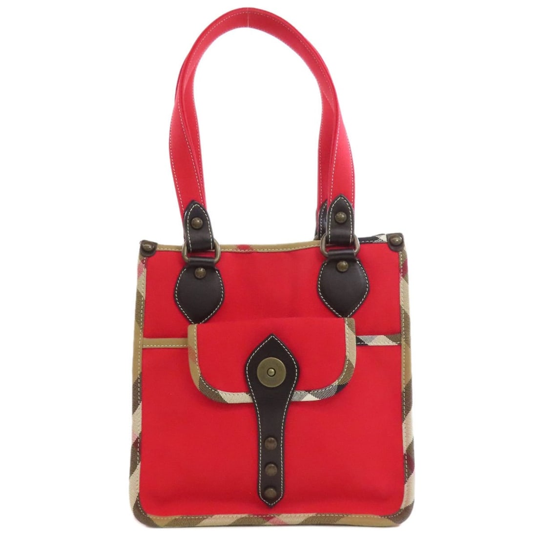 Burberry Nova Check Canvas Handbag for Women BURBERRY: --- Catalog ---Category: SizeSize (HxWxD): 26cm x 25.5cm x 12cm / 10.23'' x 10.03'' x 4.72''Category: DesignType: HandbagColor: Beige, Red colorGender: WomenMaterial: Canvas Category: GeneralBrand: Bu