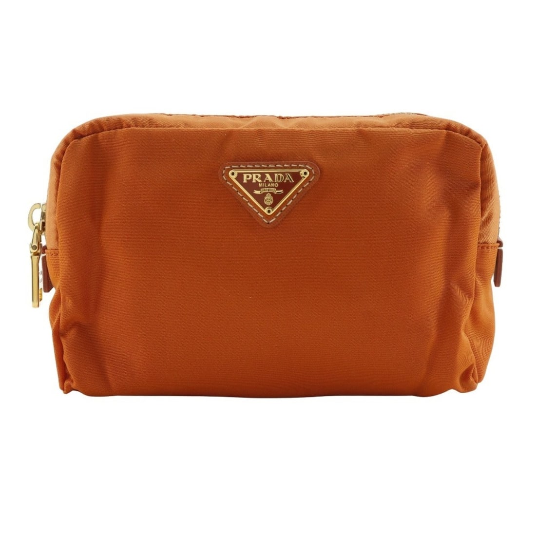Prada Pouch 1N0021 Nylon PAPAYA Orange Zipper Women's: --- Catalog ---Category: SizeSize (HxWxD): 10cm x 18cm x 4.5cm / 3.93'' x 7.08'' x 1.77''Category: DesignType: PouchColor: OrangeGender: WomenMaterial: Nylon Category: GeneralBrand: Prada--- Item List