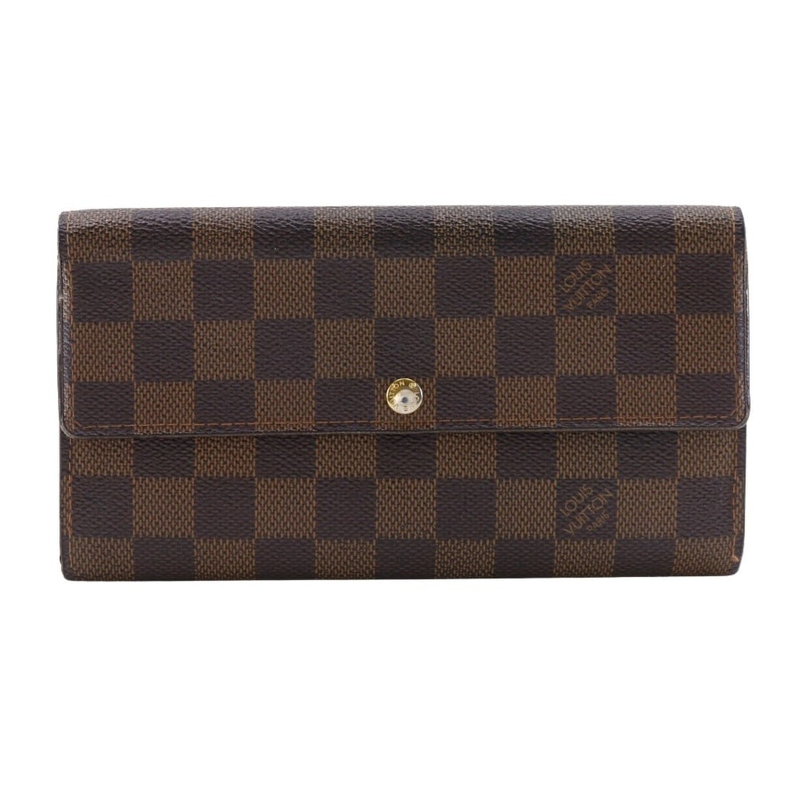Louis Vuitton LOUIS VUITTON Portefeuille Sarah Long Wallet N61734 Damier Canvas 2008 Brown CA2078: --- Catalog ---Category: SizeSize (HxWxD): 10.5cm x 18.5cm x 2cm / 4.13'' x 7.28'' x 0.78''Category: DesignType: Long wallet (tri-fold)Color: BrownGender: Women,MenMaterial: Damier Canvas Category: Ge