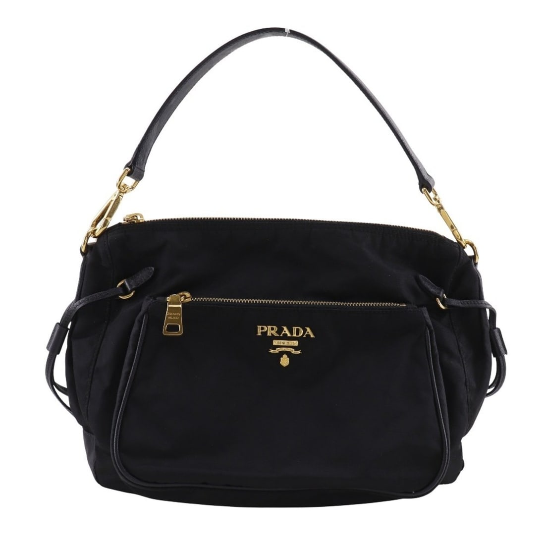 PRADA Semi-Shoulder Shoulder Bag Nylon Black A5 Zipper Women's: --- Catalog ---Category: SizeSize (HxWxD): 22cm x 29cm x 10.5cm / 8.66'' x 11.41'' x 4.13''Category: DesignType: Shoulder bagColor: BlackGender: WomenMaterial: Nylon Outer Pocket: Zipper pocket Catego
