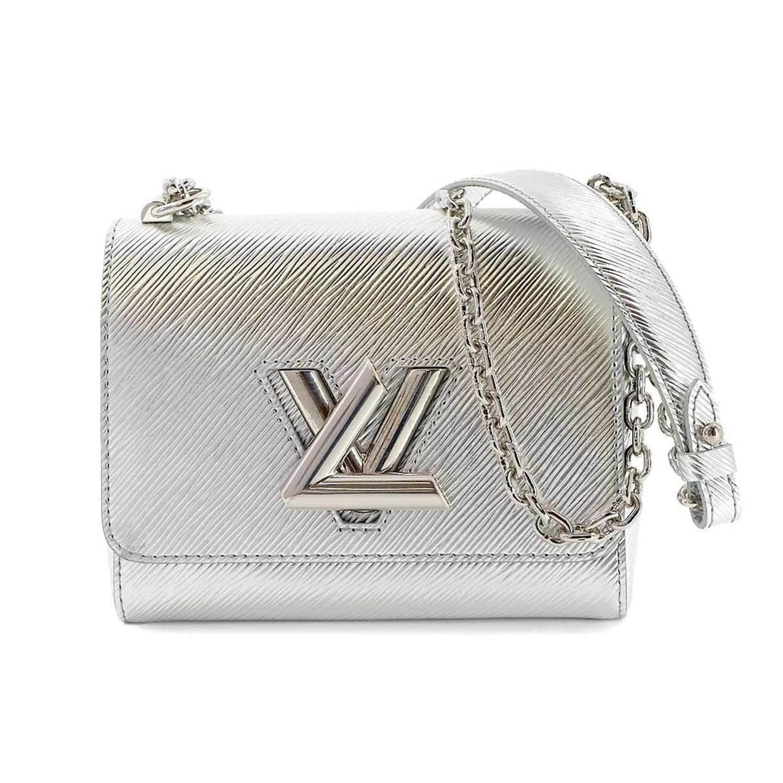 Louis Vuitton Epi Twist PM Shoulder Bag in Argent Leather (M50323) Silver: --- Catalog ---Category: SizeSize (HxWxD): 15cm x 18.5cm x 9cm / 5.9'' x 7.28'' x 3.54''Category: DesignType: Shoulder bagColor: ArgentGender: WomenMaterial: Epi leather Category: GeneralMPN: M50323Br