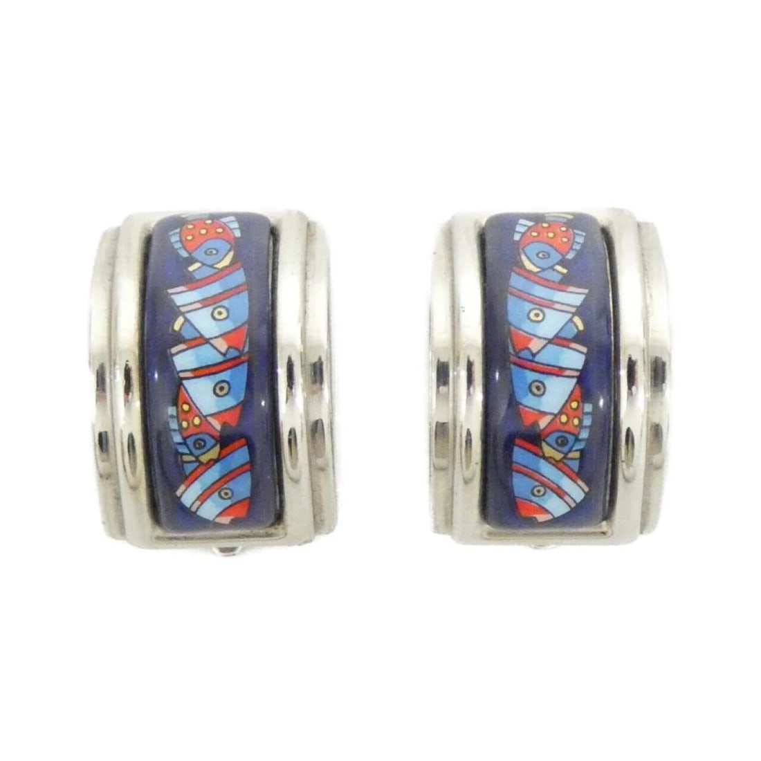 Hermes Earrings: --- Catalog ---Category: SizeSize (HxWxD): 20.00mm x 19.00mm / 0.79'' x 0.75''Category: DesignType: Clip earringsColor: Blue, SilverGender: WomenCategory: GeneralBrand: Hermes--- Item List ---Section: