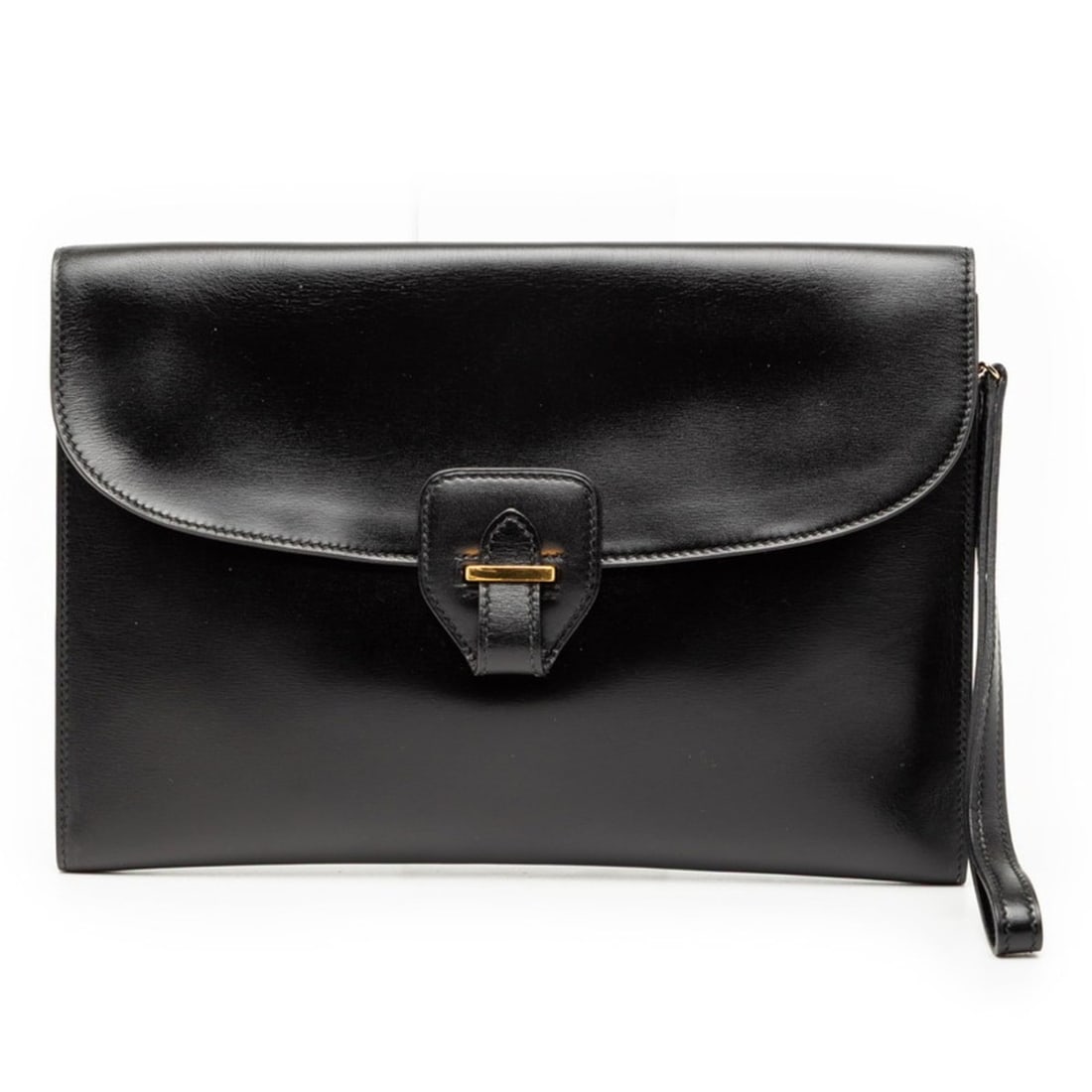 Hermes Vintage Clutch Bag/Second Bag in Black Box Calf Leather for Women: --- Catalog ---Category: SizeSize (HxWxD): 18cm x 26cm x 1.5cm / 7.08'' x 10.23'' x 0.59''Category: DesignType: Clutch bagColor: BlackGender: WomenMaterial: Box calf leather Category: GeneralBrand: He