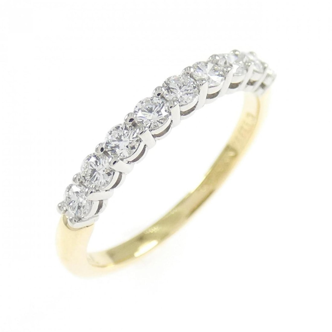 Tiffany Half Circle Shared Prong Setting Ring: --- Catalog ---Category: SizeJP Size: 7.5US Size: 4Category: DesignType: Band ringStone: DiamondGender: WomenMaterial: Platinum 950, Yellow gold (18K)Category: GeneralBrand: Tiffany--- Item List ---Se