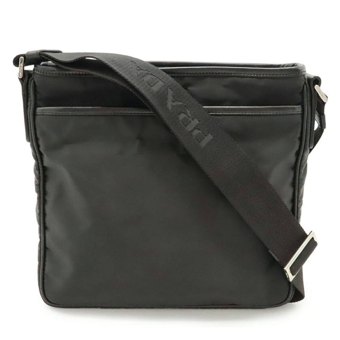 PRADA Prada Jacquard Shoulder Bag Nylon and Leather NERO Black 2VH797: --- Catalog ---Category: SizeSize (HxWxD): 25.5cm x 26.5cm x 6cm / 10.03'' x 10.43'' x 2.36''Category: DesignType: Shoulder bagColor: NeroGender: WomenMaterial: Nylon , Leather Category: GeneralBrand: