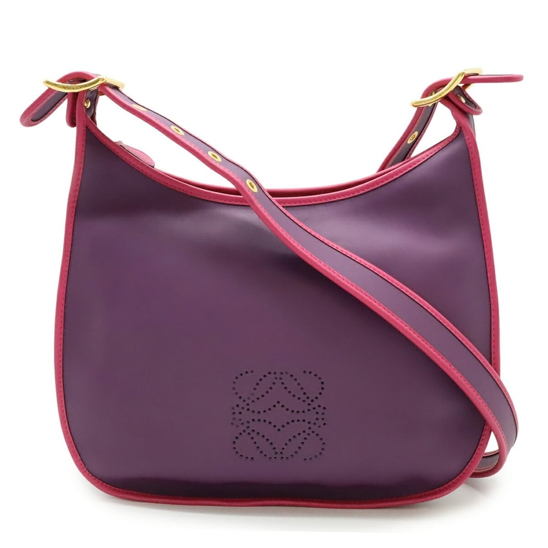 LOEWE Sofia Anagram Shoulder Bag in Leather, Purple and Pink, 312.75.H80: --- Catalog ---Category: SizeSize (HxWxD): 26cm x 33.5cm x 9.5cm / 10.23'' x 13.18'' x 3.74''Category: DesignType: Shoulder bagColor: Pink, PurpleGender: WomenMaterial: Leather Category: GeneralBrand: