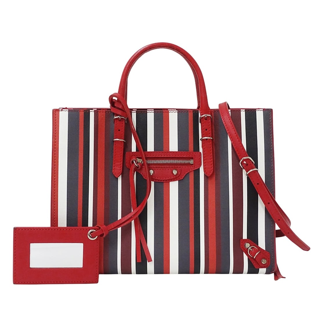 Balenciaga BALENCIAGA Women's Handbag/Shoulder Bag, 2-Way, Paper Leather, Red, 370926, Striped: --- Catalog ---Category: SizeSize (HxWxD): 19cm x 26cm x 10.5cm / 7.48'' x 10.23'' x 4.13''Category: DesignType: Handbag, Shoulder bagColor: Red colorGender: WomenMaterial: Leather Category: GeneralMP