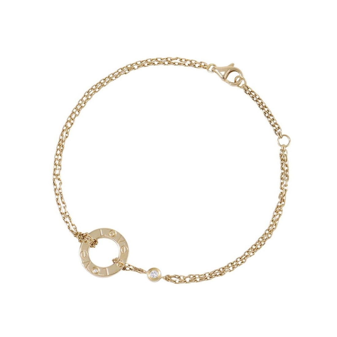 Cartier Love Circle Chain Bracelet, 2 Diamonds, 0.03ct Total, 18KYG Yellow Gold, B6038300: --- Catalog ---Category: SizeLength: 19cm / 7.48''Category: DesignType: Charm braceletColor: YellowGender: WomenMaterial: Yellow gold (18K)Category: GeneralMPN: B6038300Brand: Cartier--- Item List ---