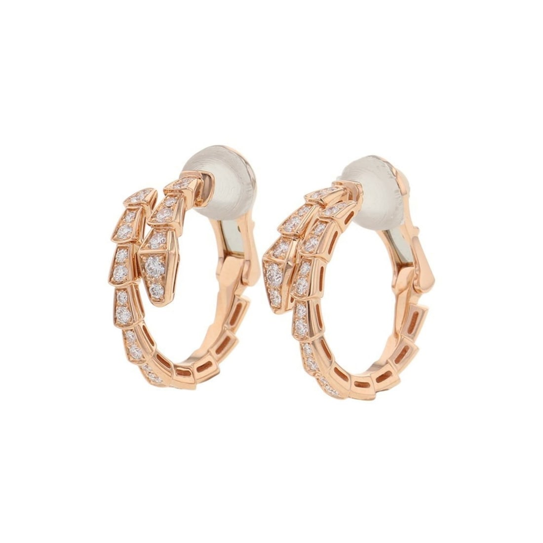 BVLGARI Serpenti Viper Earrings with 0.75ct Diamonds in 18K Pink Gold (358361): --- Catalog ---Category: SizeSize (HxWxD): 20.10mm x 7.30mm / 0.79'' x 0.29''Category: DesignType: Clip earringsColor: PinkGender: WomenMaterial: Pink gold (18K)Category: GeneralMPN: 358361Brand: Bvlg