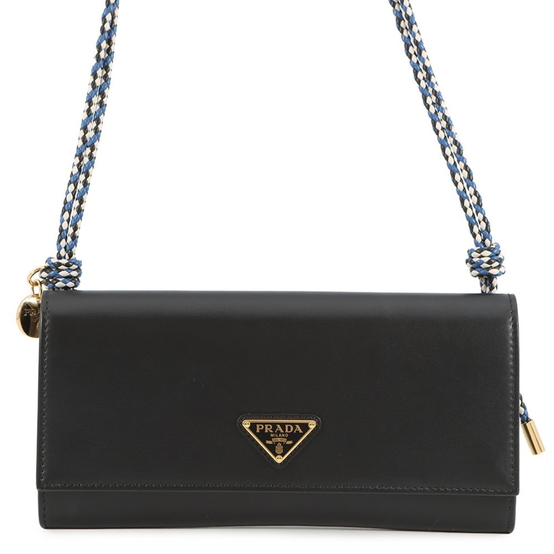 Prada Triangle Shoulder Wallet with Strap, Leather, 1MT027, Black: --- Catalog ---Category: SizeSize (HxWxD): 9.5cm x 20cm / 3.74'' x 7.87''Category: DesignType: Chain/Shoulder walletColor: BlackGender: Women,MenMaterial: Leather Category: GeneralMPN: 1MT027Brand: Pr