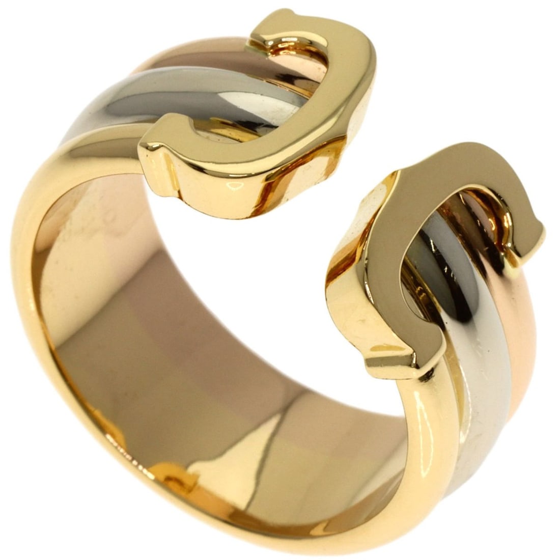 Cartier 2C Ring #51 18K Yellow Gold/18KPG/18KWG Women's: --- Catalog ---Category: SizeJP Size: 11US Size: 6Category: DesignType: Band ringGender: WomenMaterial: Pink gold (18K), White gold (18K), Yellow gold (18K)Category: GeneralBrand: Cartier--- Item List