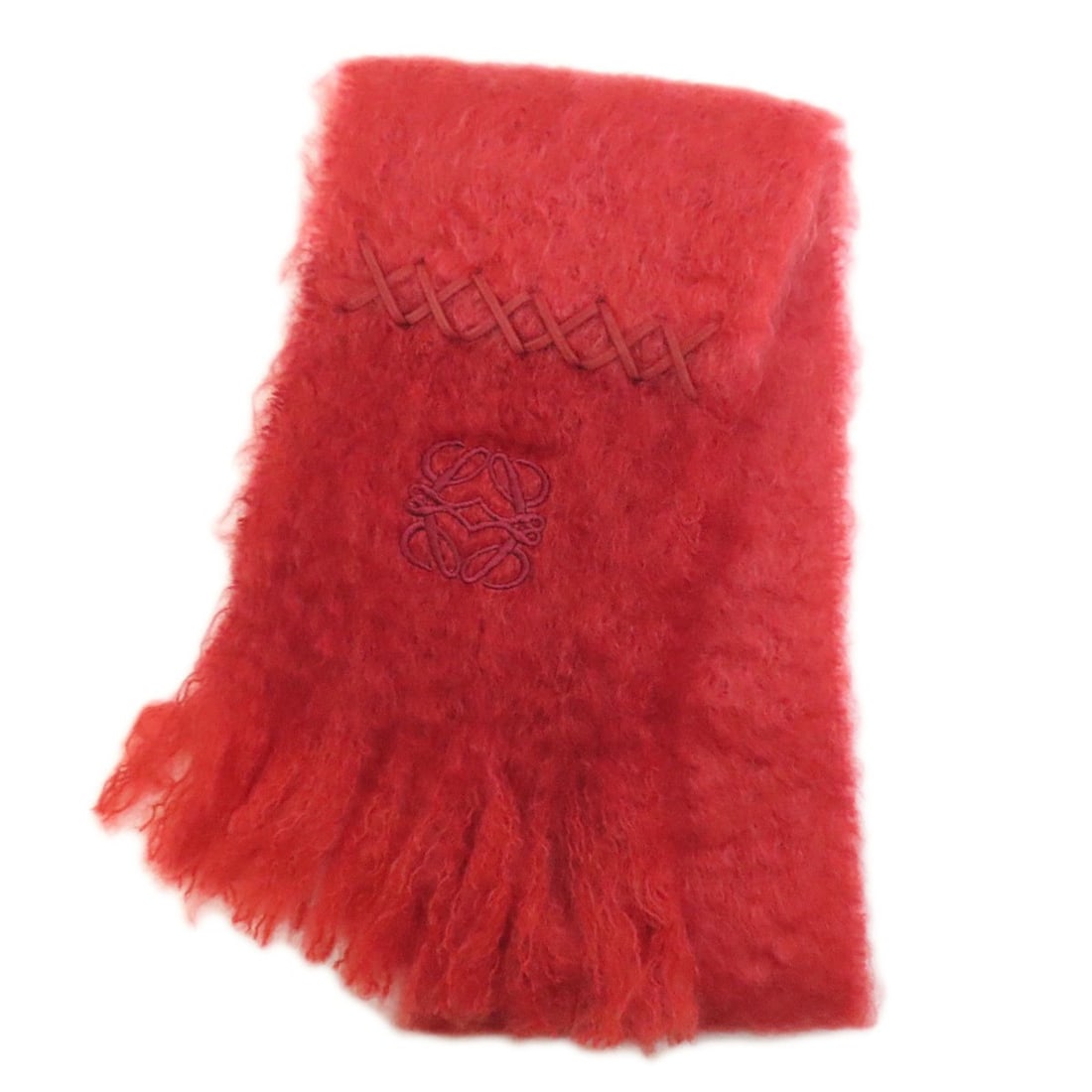 LOEWE Anagram Scarf, Mohair/Wool, Women's: --- Catalog ---Category: SizeSize (LxW): 1.37m x 19cm / 53.93'' x 7.48''Category: DesignType: StoleColor: Red colorGender: WomenMaterial: Mohair , Wool Category: GeneralBrand: Loewe--- Item List ---Se