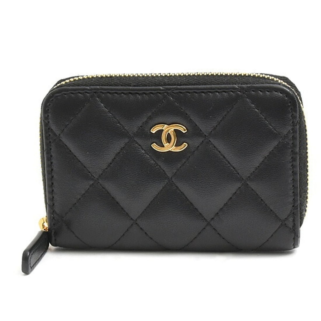 Chanel Women's Matelasse Wallet, Coin Case, Card Random Black Lambskin, CHANEL AP0216: --- Catalog ---Category: SizeWeight: 65.9g / 2.32oz.Size (HxWxD): 7.5cm x 10.5cm / 2.95'' x 4.13''Category: DesignType: Coin purse/coin caseColor: BlackGender: WomenMaterial: Leather Leather/Fur Type: