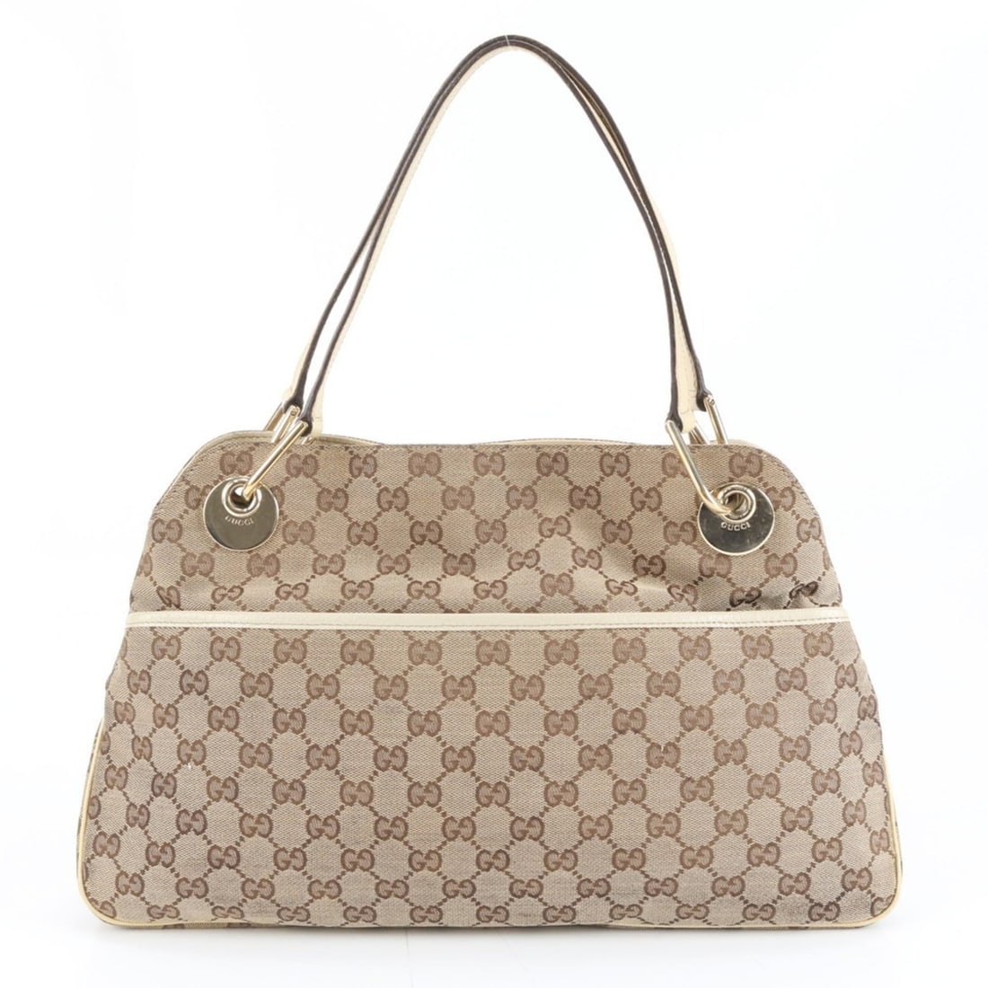 Gucci GG Canvas Eclipse 121023 Leather Tote Bag Shoulder Handbag Brown Women's: --- Catalog ---Category: SizeSize (HxWxD): 24cm x 37cm x 6cm / 9.44'' x 14.56'' x 2.36''Category: DesignType: Tote bagColor: BrownGender: WomenMaterial: Leather , Canvas Category: GeneralMPN: 121023Br