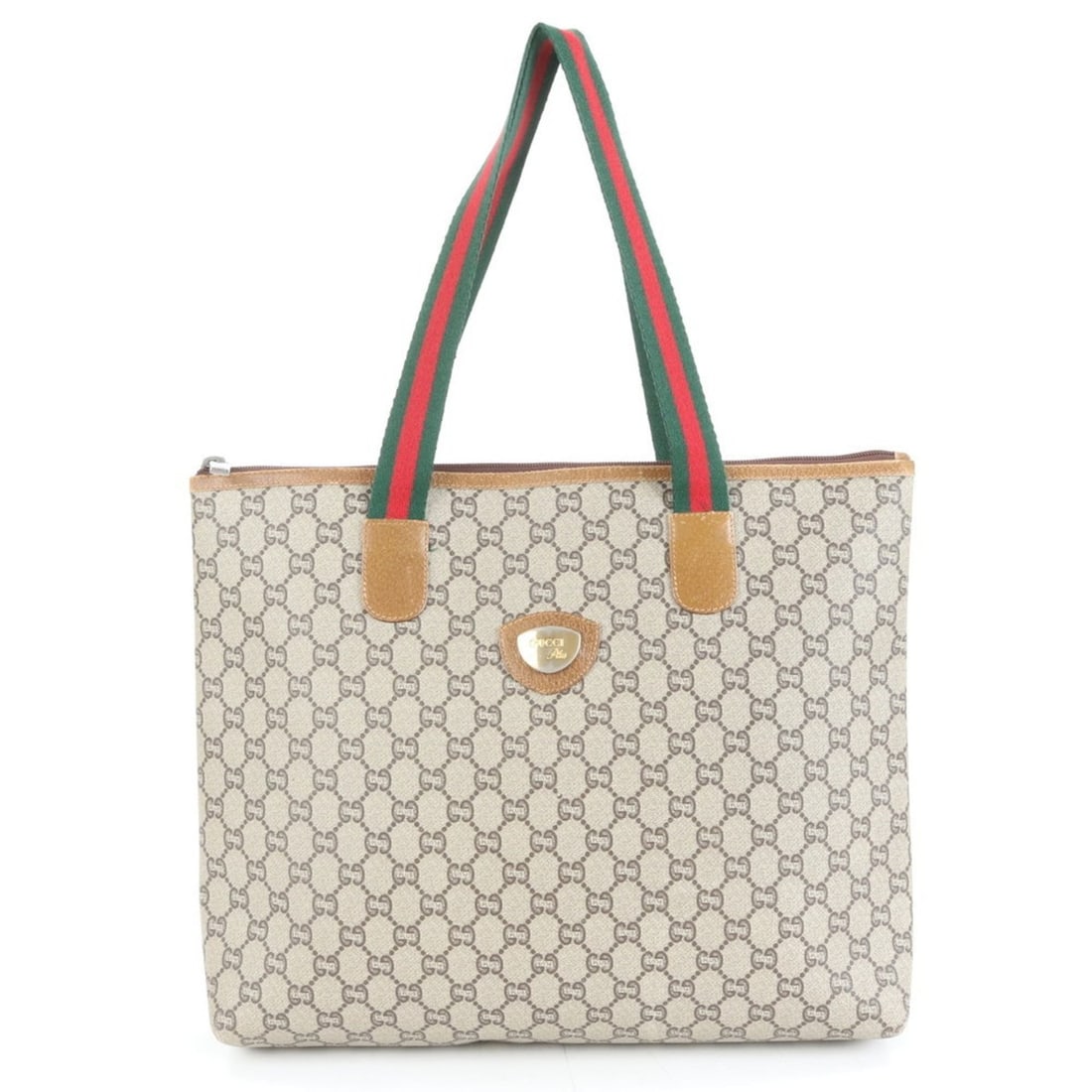 Gucci Old Sherry Line GG Plus Leather Tote Bag Shoulder/Handbag Beige Women's: --- Catalog ---Category: SizeSize (HxWxD): 30cm x 36cm x 9cm / 11.81'' x 14.17'' x 3.54''Strap Length: 55cm / 21.65''Category: DesignType: Tote bagColor: BrownGender: WomenMaterial: Leather , Coated c