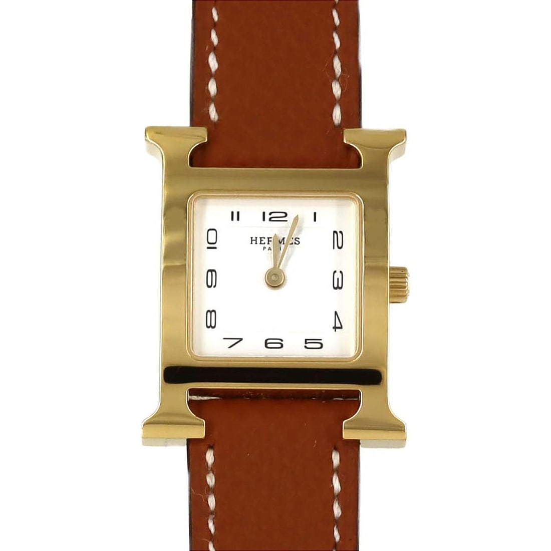 Hermès H Watch GP HH1.201 Quartz Wristwatch: --- Catalog ---Category: SizeCase Diameter: 21mm / 0.83''Category: DesignType: WristwatchGender: WomenColor (Dial): WhiteMaterial (Case): Gold platedCategory: GeneralMPN: HH1.201Brand: HermesCategory: